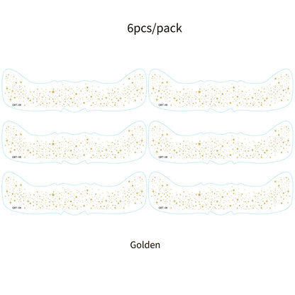 6Pcs Fake Freckle Stickers for Women Waterproof Golden Silver Glitter Temporary Tattoos for Face Makeup Holiday Music Party