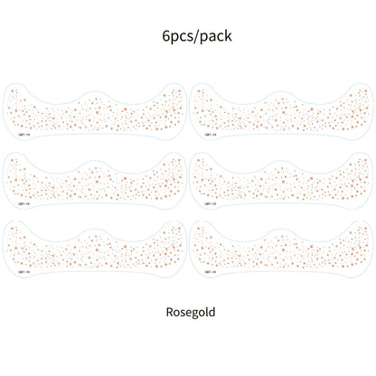 6Pcs Fake Freckle Stickers for Women Waterproof Golden Silver Glitter Temporary Tattoos for Face Makeup Holiday Music Party